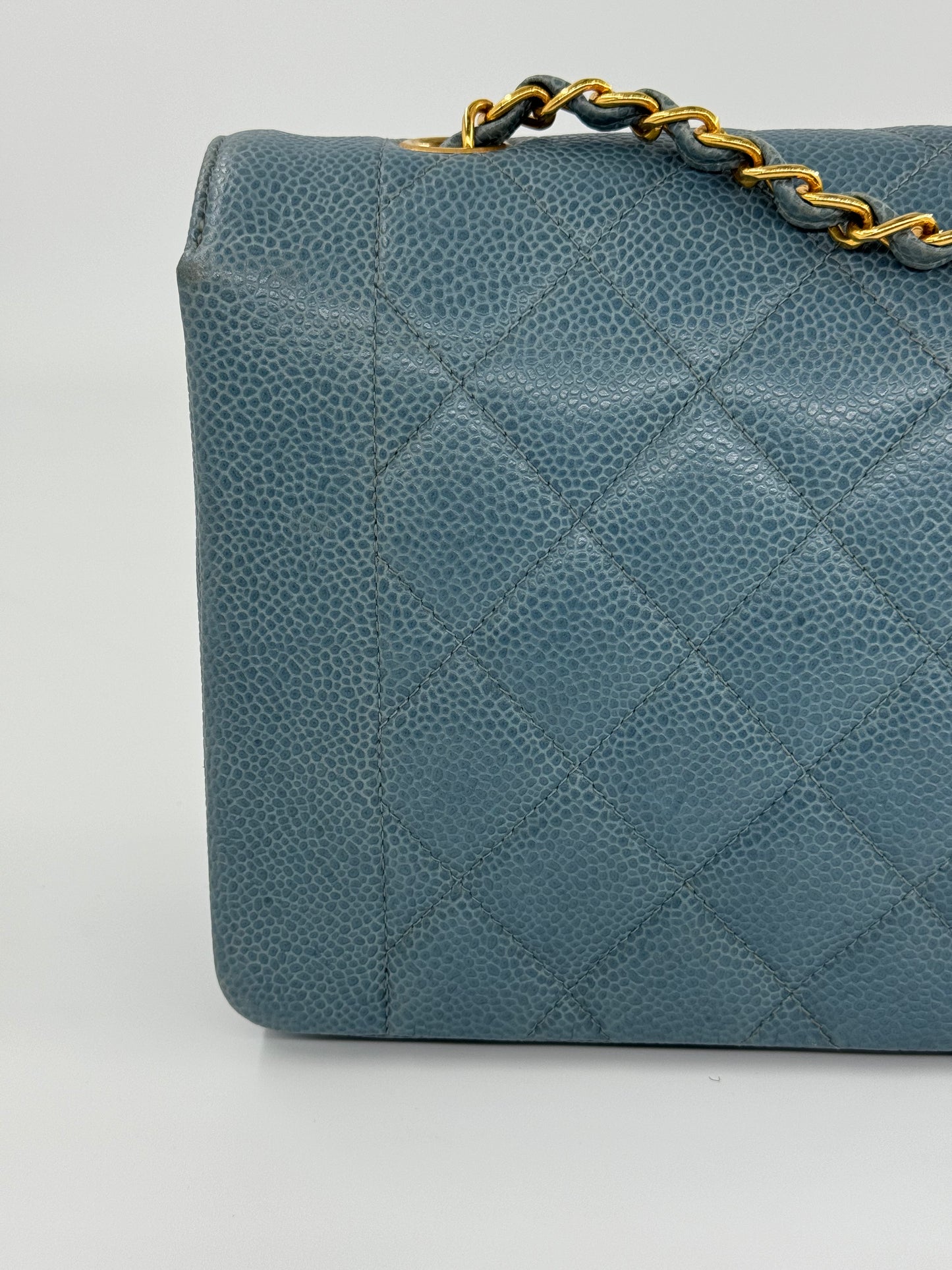 Chanel Baby Blue 24K Medium Caviar Diana Flap Bag