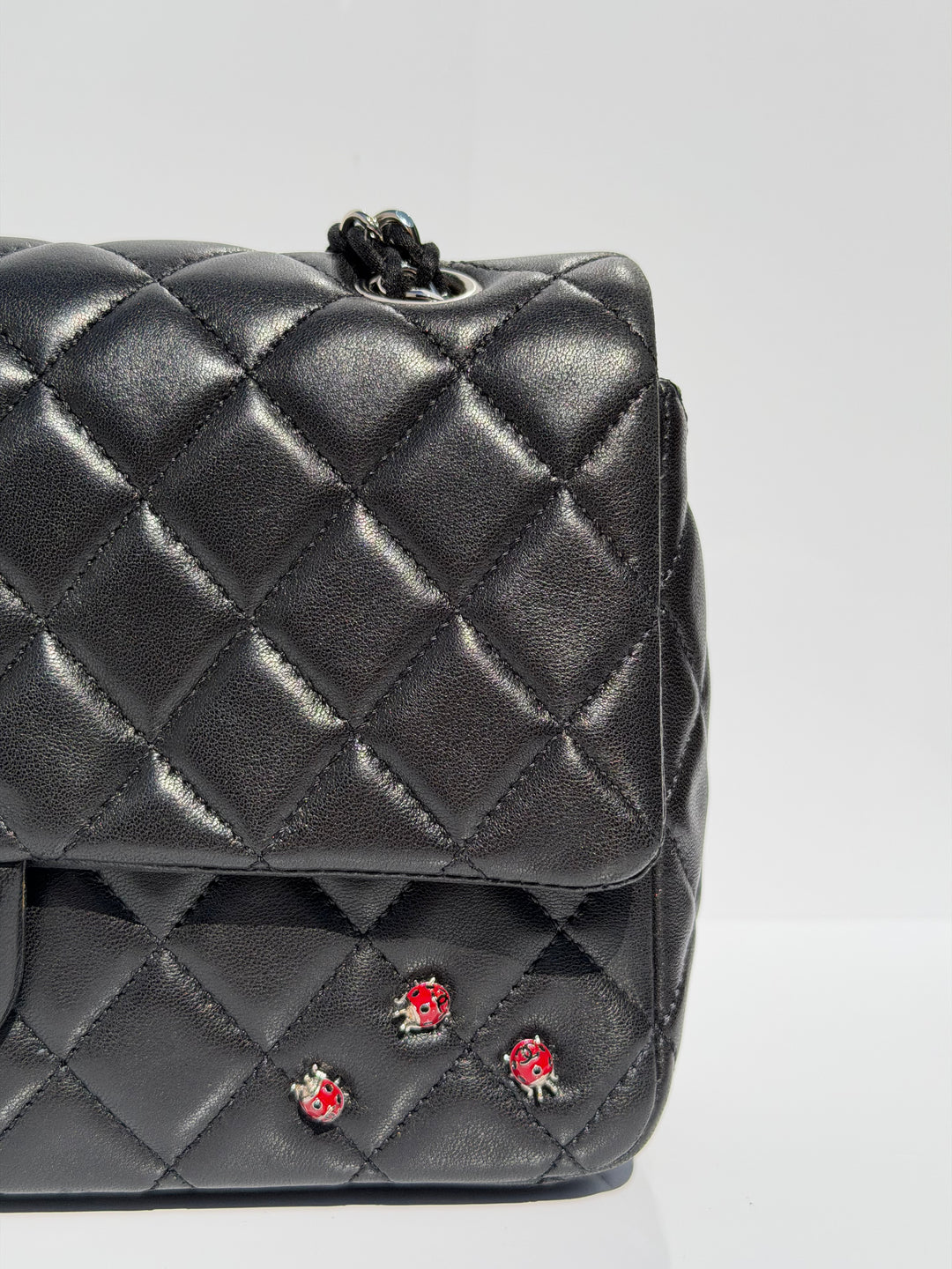 Chanel Medium Ladybug Flap Black Lambskin Silver Hardware 2011