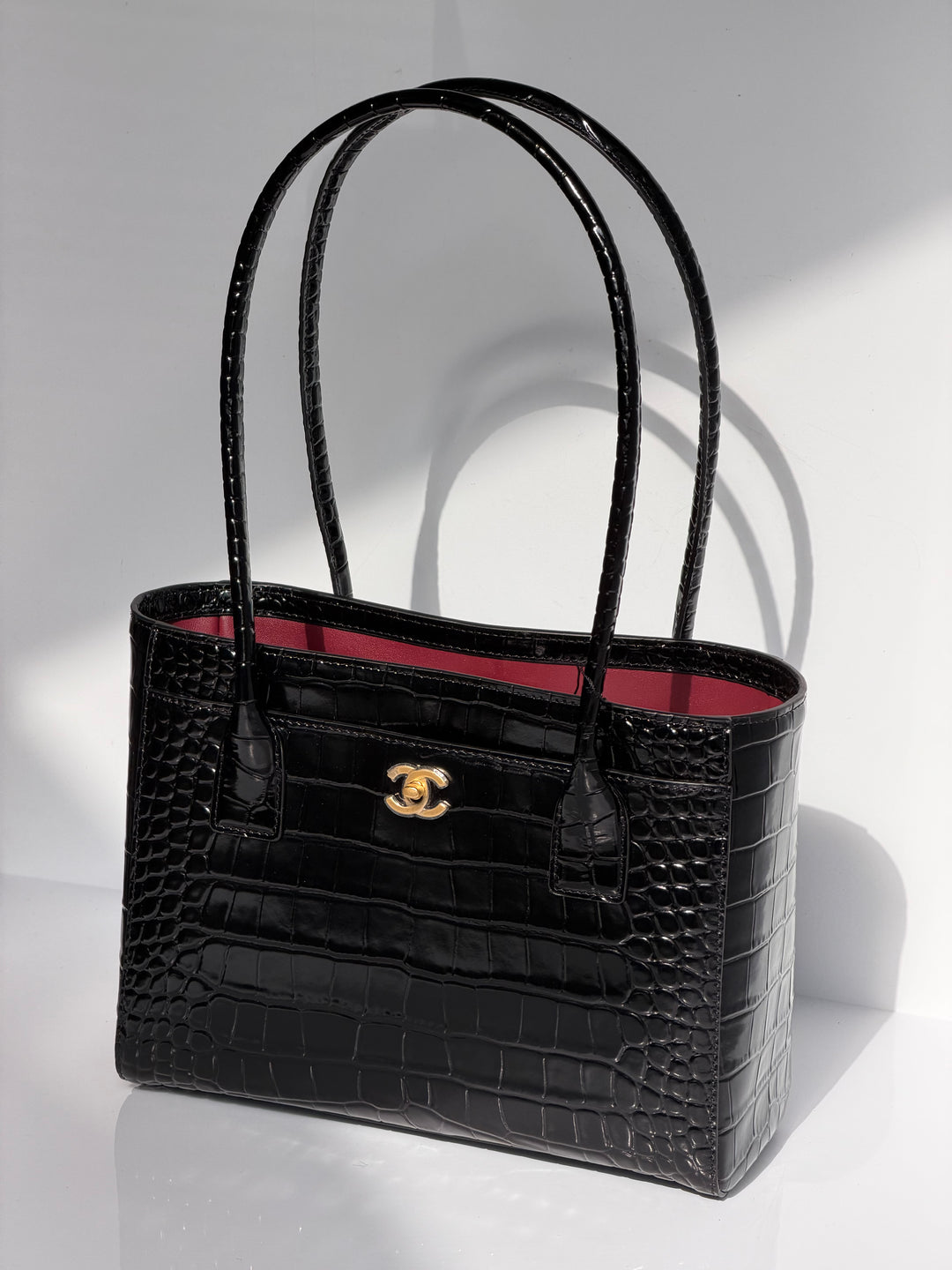 Chanel Mini Shopping Bag Crocodile Embossed Calfskin Black 2026