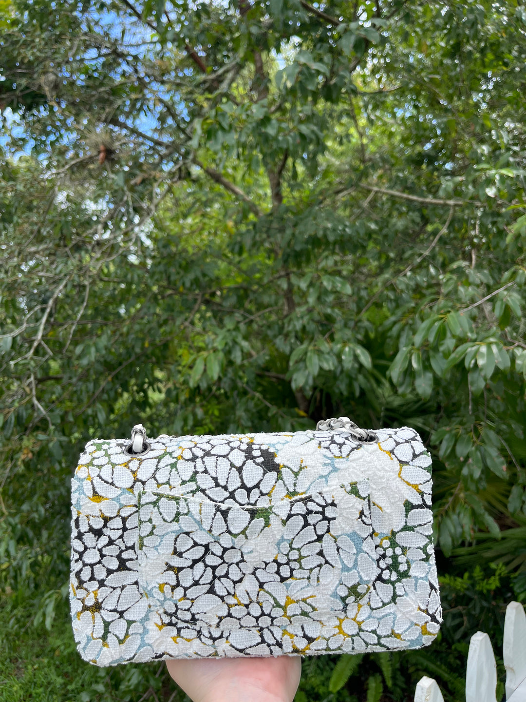 Chanel Floral Medium Tweed Classic Flap