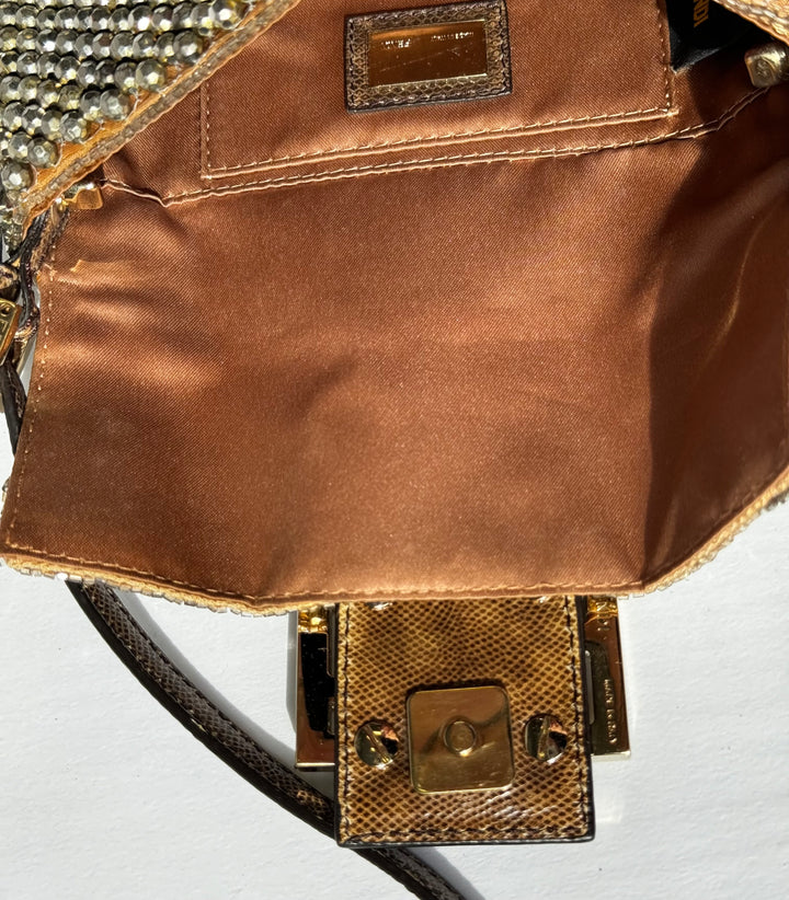 Fendi Mini Karung Trimmed Embellished Baguette