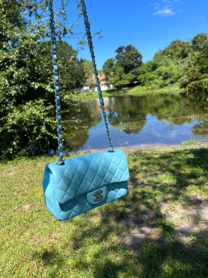 Chanel 21S Blue Neon Mini Flap