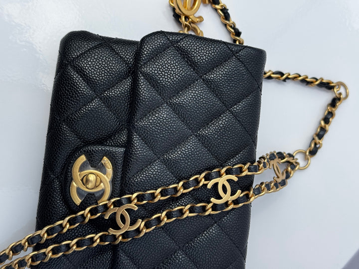 Chanel Pick Me Up Belt Bag Black Shiny Caviar Gold Hardware 2022