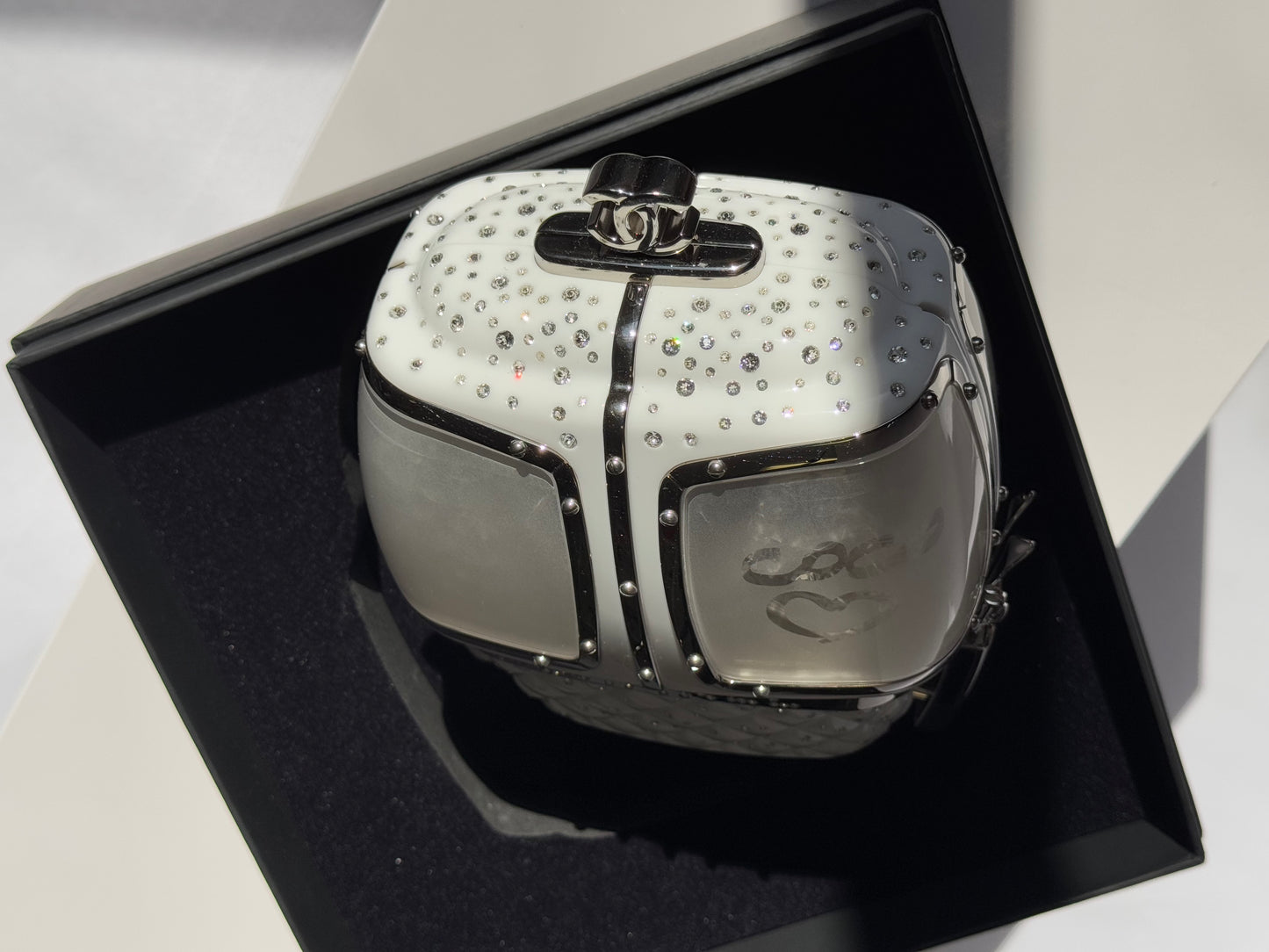 Chanel White Ski Gondola Swarovski Minaudiere