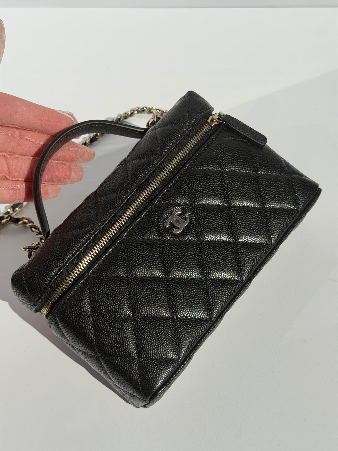 Chanel 25C Black LP Caviar Slim Vanity Bag