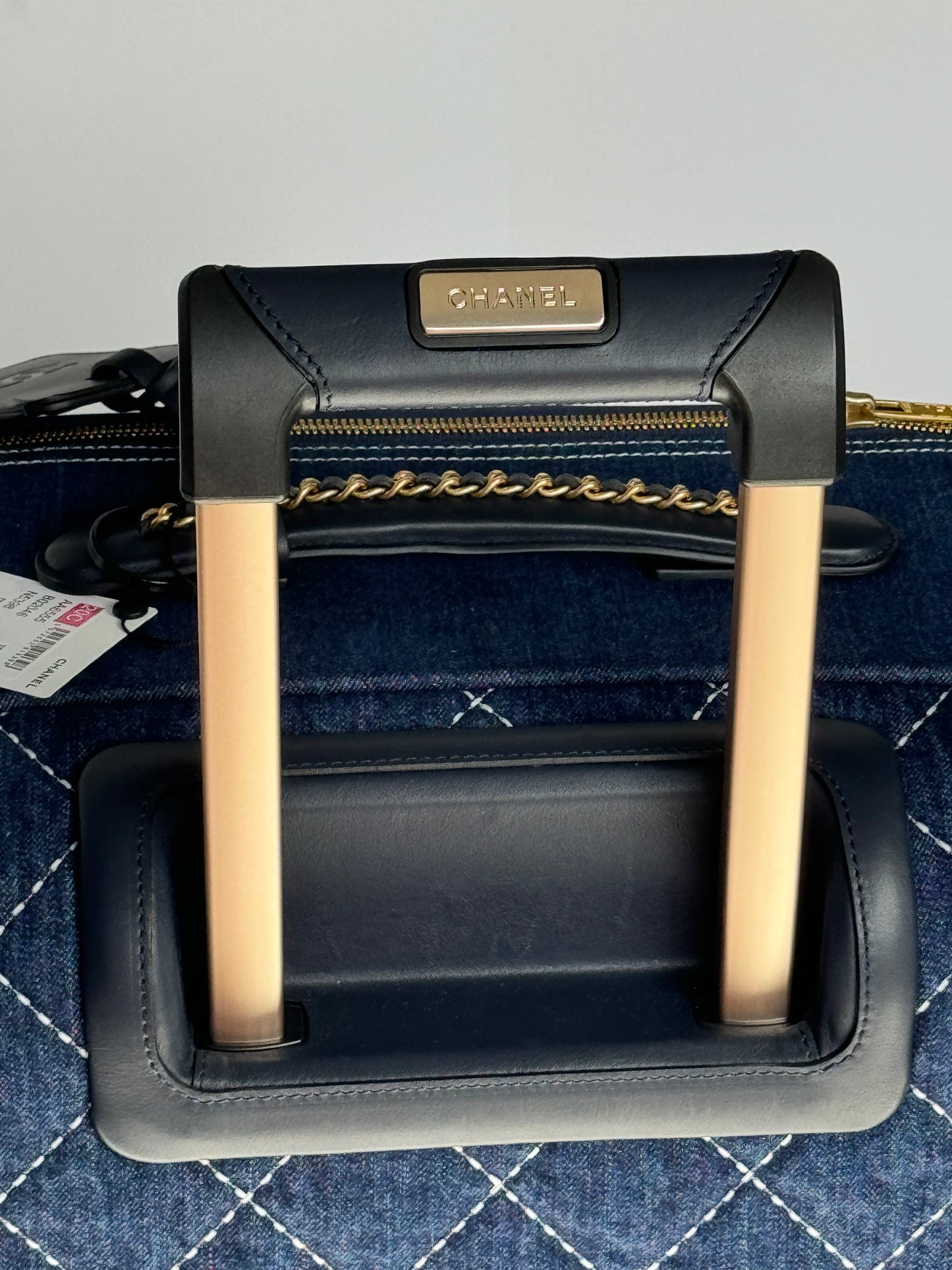 Chanel 20C Blue Quilted Denim & Leather Trolly