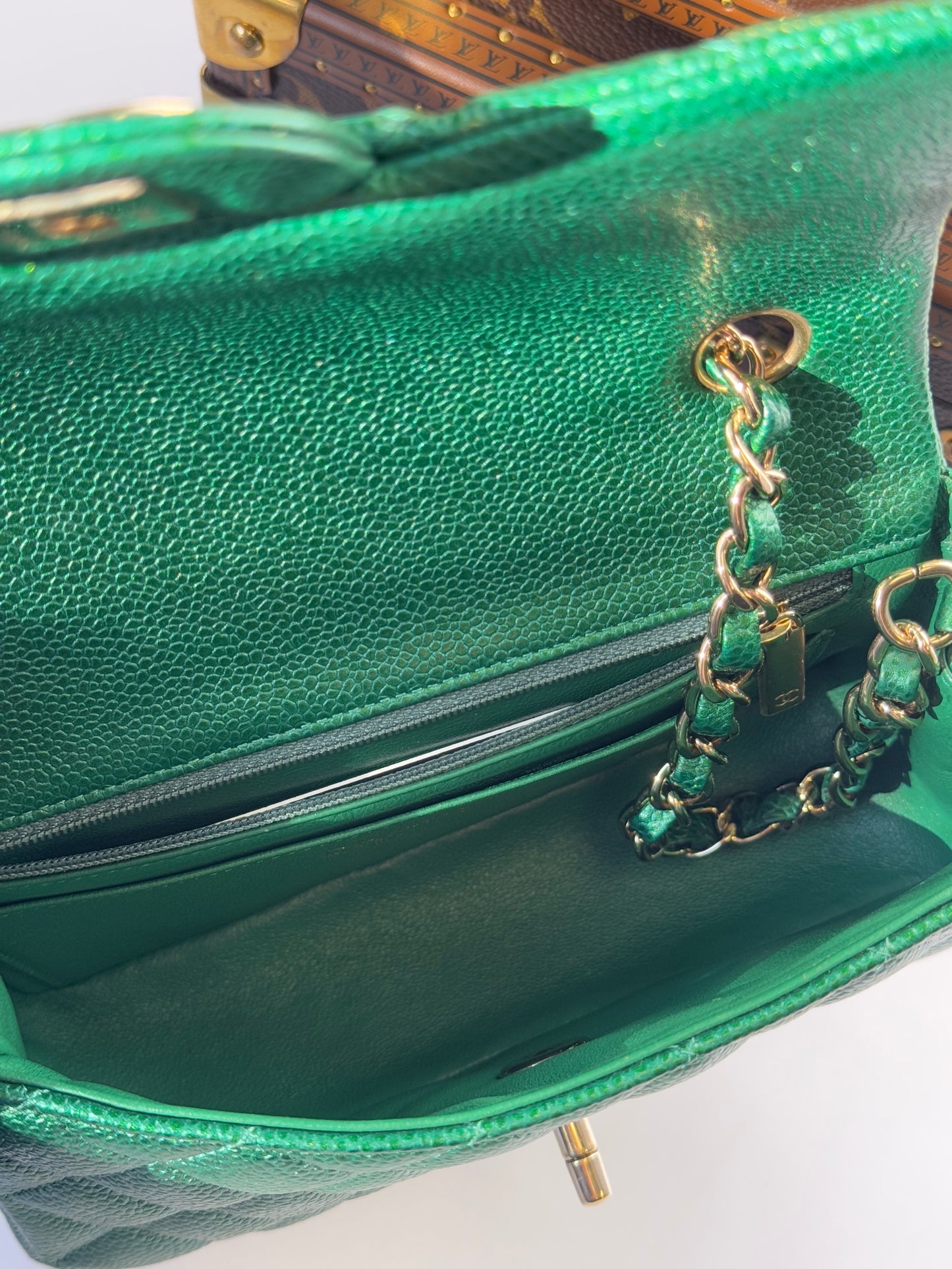 Chanel 18S Emerald Green Caviar Mini Flap Bag