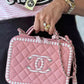 Chanel Medium Pink Caviar Striped Vanity Case