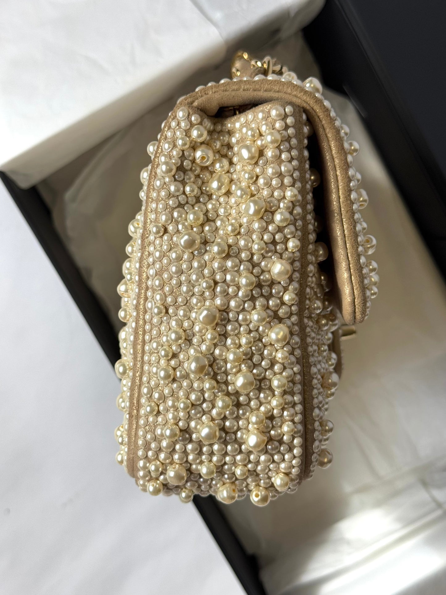 Chanel 17A Ritz Pearl Embellished Mini Rectangular Flap Bag