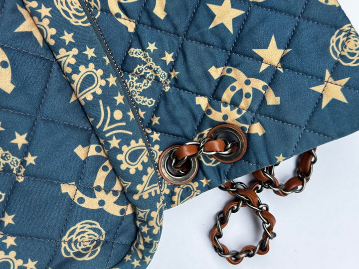 Chanel 2014 Paris Dallas Medium Teal Bandana Flap Bag