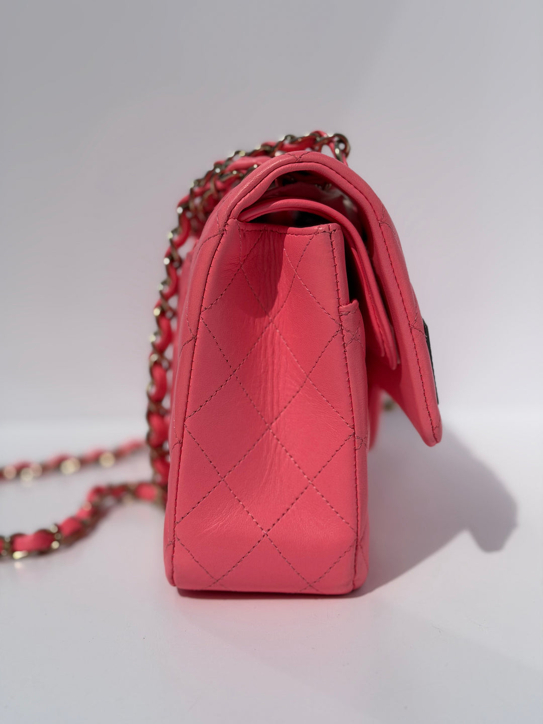 Chanel Medium Hollywood Charms Classic Flap Bag Pink Lambskin Light Gold Hardware 2024