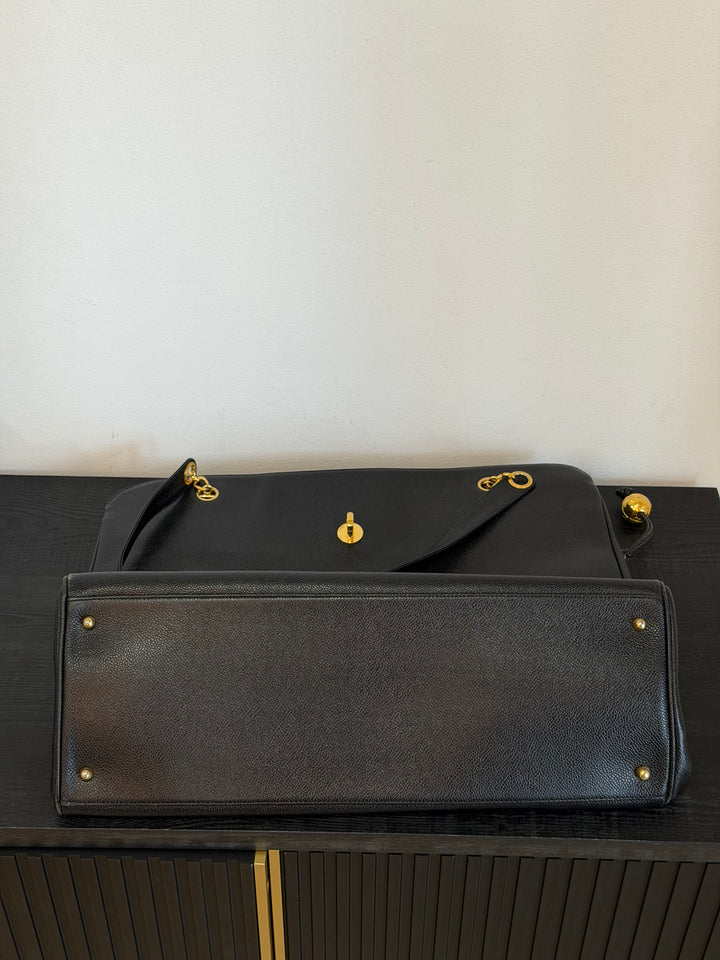 Chanel Black Caviar XL Supermodel Tote Bag 24K Gold Plated Hardware 1994