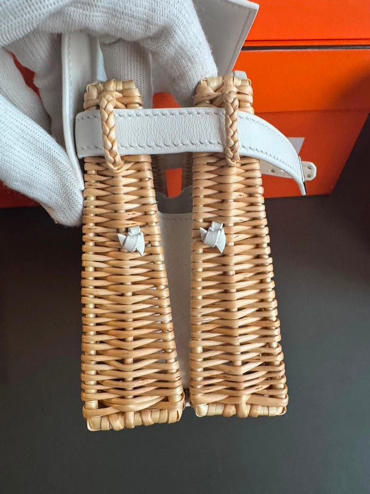 Hermès Mini Kelly Picnic Wicker New White Palladium Hardware 2020