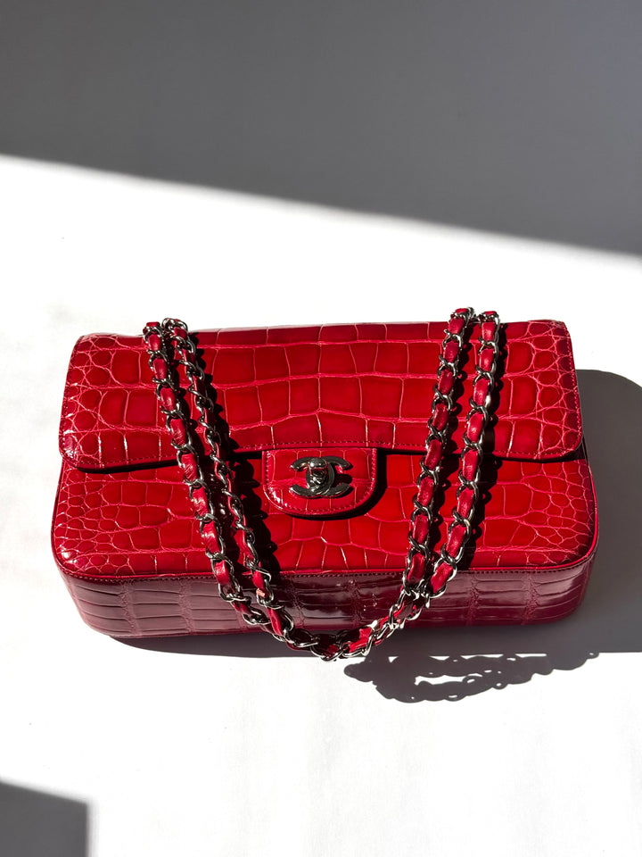 Chanel Red Alligator Medium Classic Flap Bag