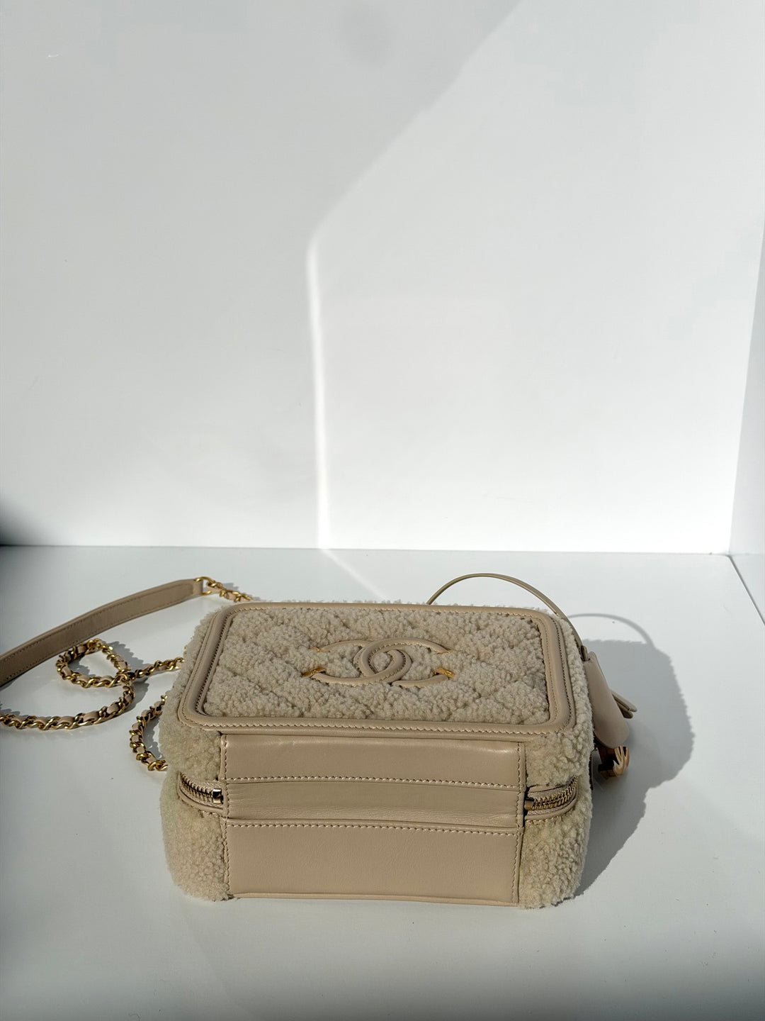 Chanel Small Nude Filigree Shearling Vanity Case