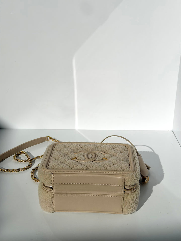 Chanel Small Nude Filigree Shearling Vanity Case