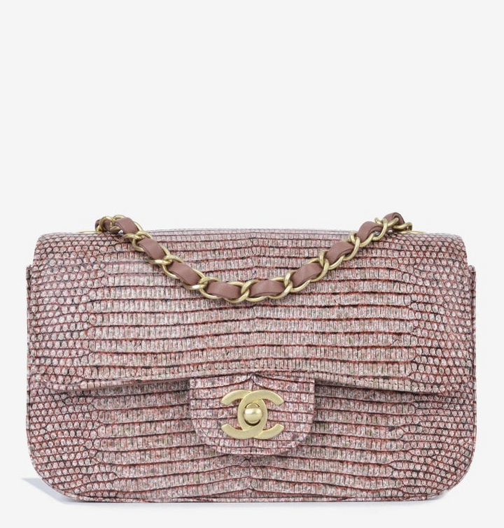 Chanel Mauve Taupe Lizard Mini Rectangular Flap Bag
