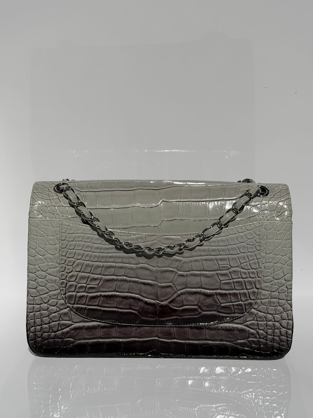 Chanel Jumbo Flap Grey & Black Ombre Alligator Silver Hardware 2015