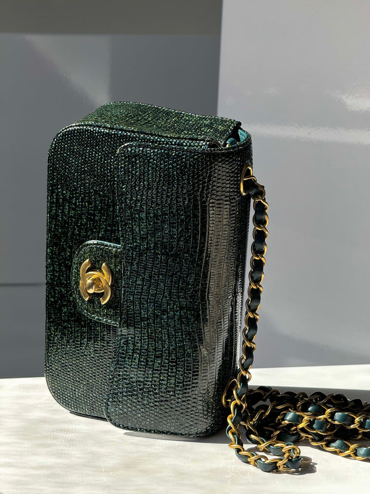 Chanel Green Lizard Mini Flap Bag