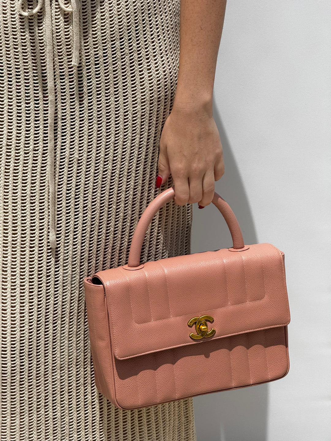 Chanel Vintage Caviar Vertical Quilted Kelly Flap Bag