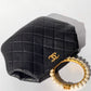 Chanel Black Lambskin Quilted Pearl Clutch