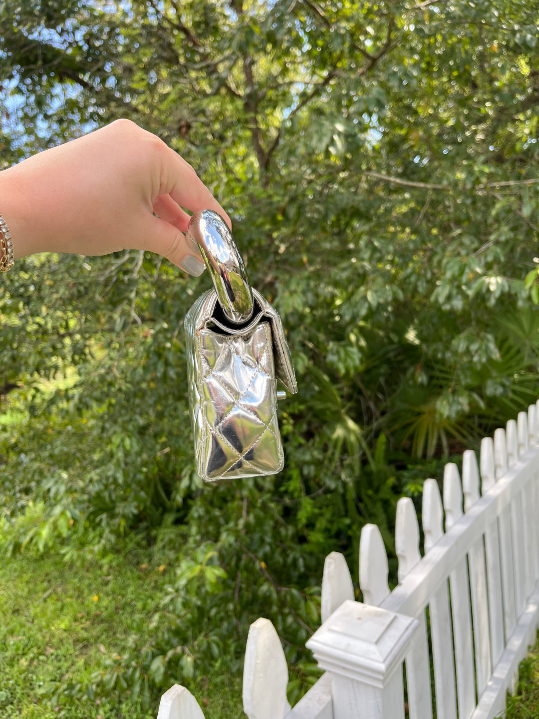 Chanel Around The World Silver Clutch Bag