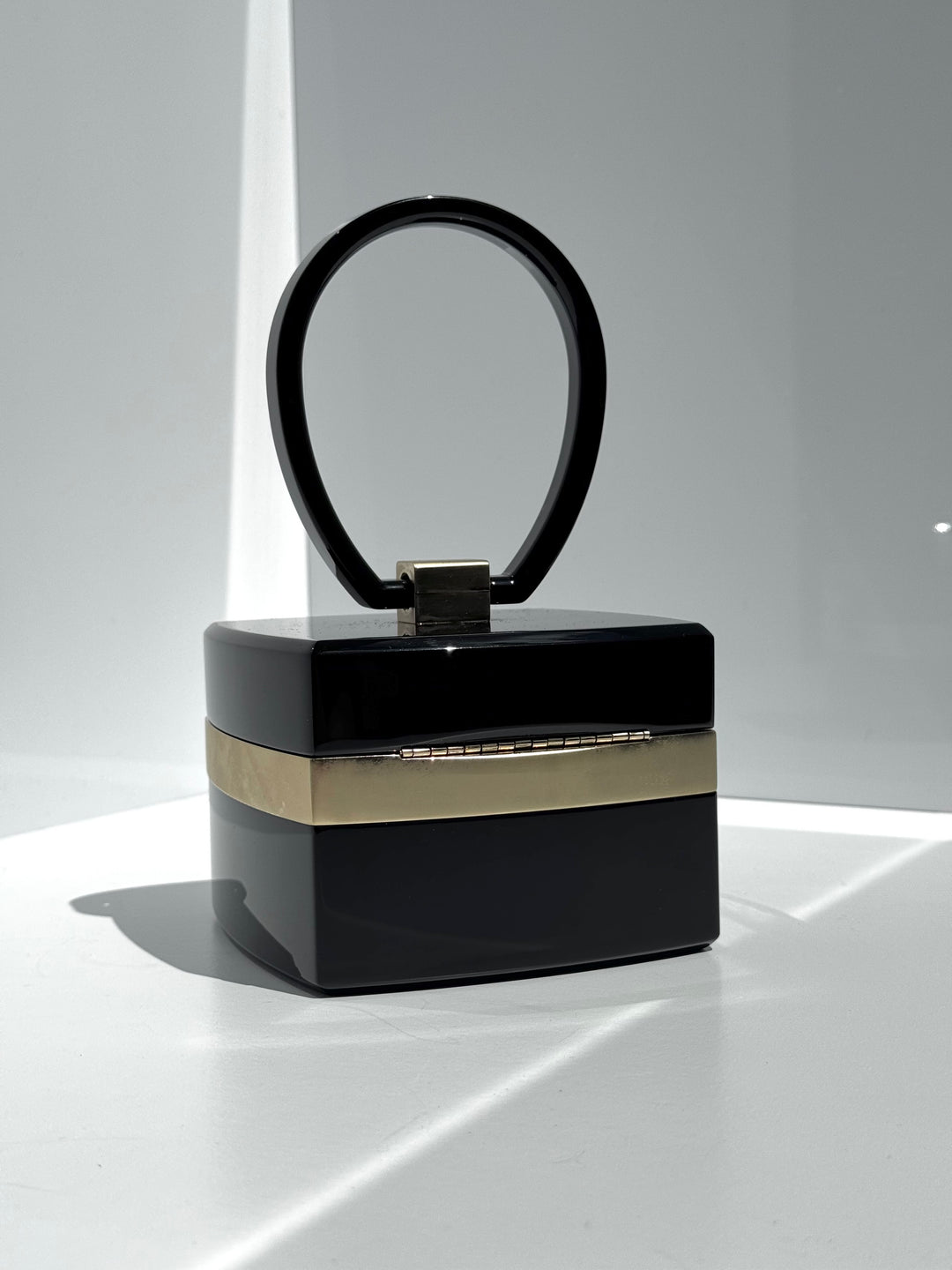 Chanel Lucite Box Mini Handbag Black Gold Hardware 2004