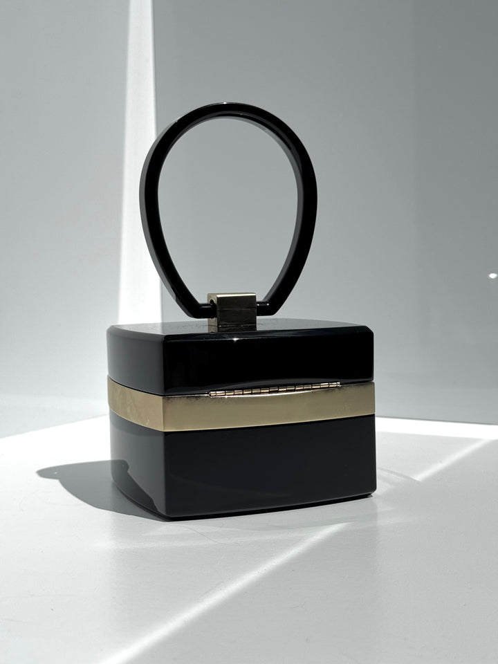 Chanel Lucite Box Mini Handbag Black Gold Hardware 2004