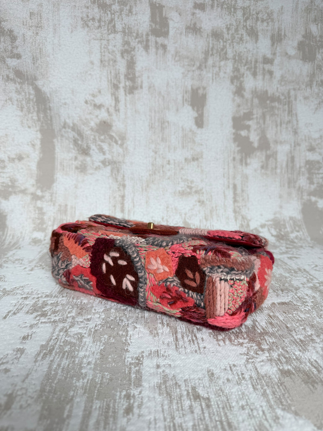 Chanel Embroidered Wool Medium Flap Bag Red Multicolor Gold Hardware 2018