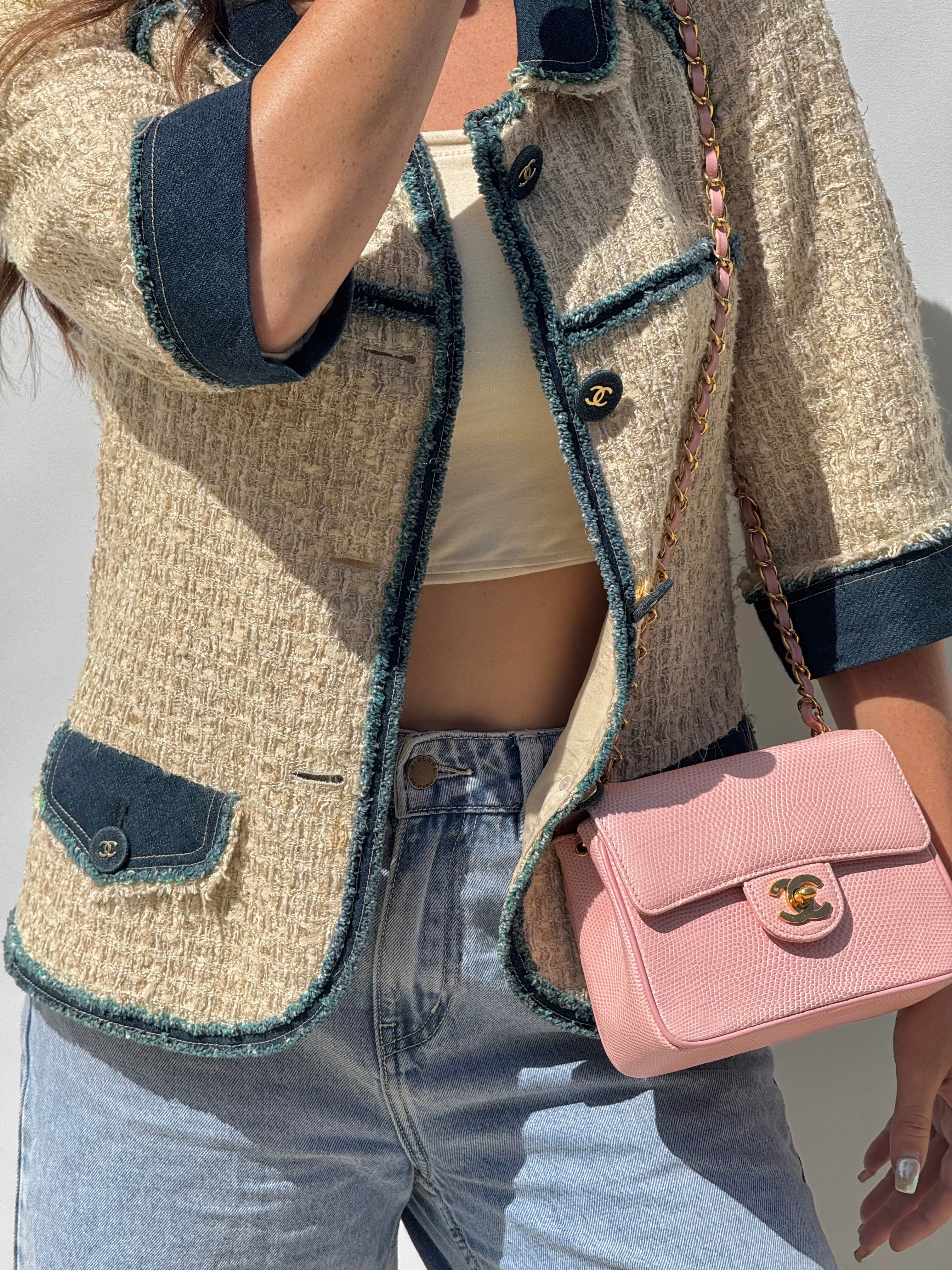 Chanel Sakura Pink Vintage Lizard Mini Square Flap Bag – Its A Luv