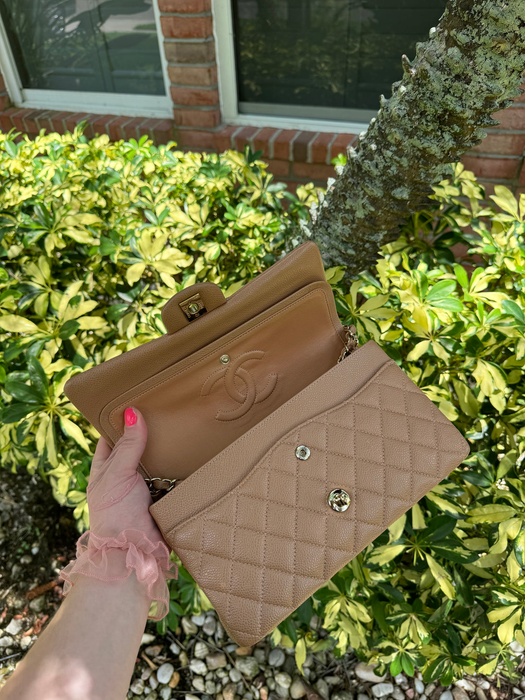 Chanel 18S Dark Beige Medium Caviar Flap Bag