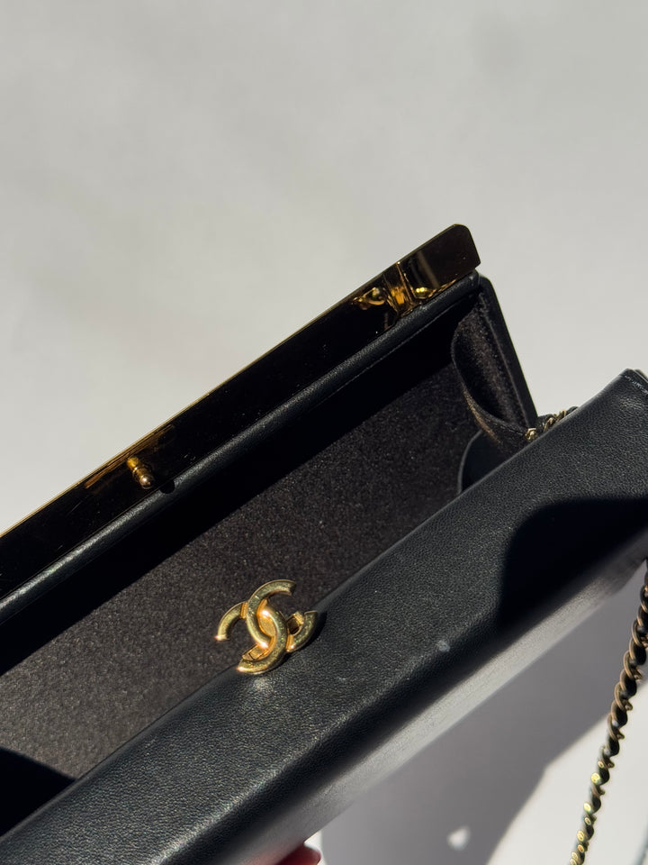 Chanel 19A Egypt Gold Lambskin Minaudiere Crossbody Black Gold 2019