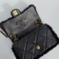 Chanel 24K Black Shearling Medium Flap Bag