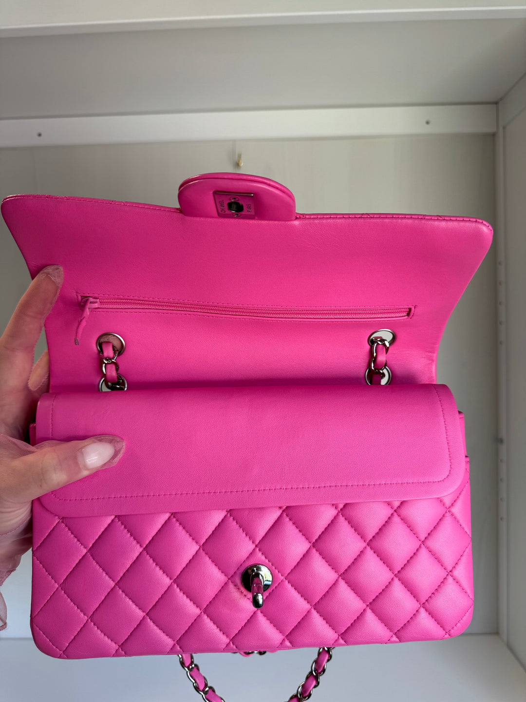 Chanel 21S Pink Neon Lambskin Medium Flap Bag