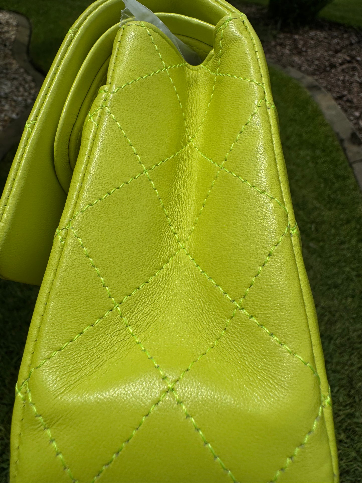 Chanel 21S Yellow Neon Lambskin Medium Flap Bag