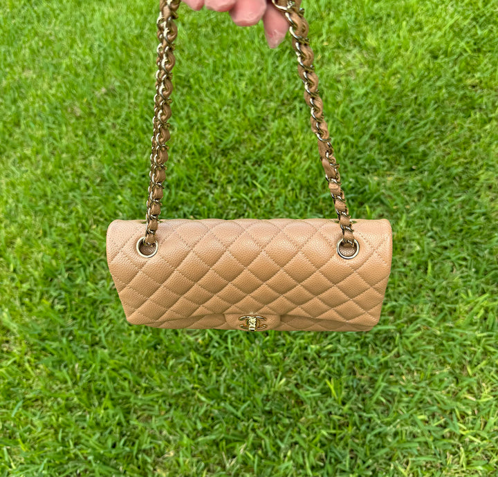 Chanel 18S Dark Beige Medium Caviar Flap Bag