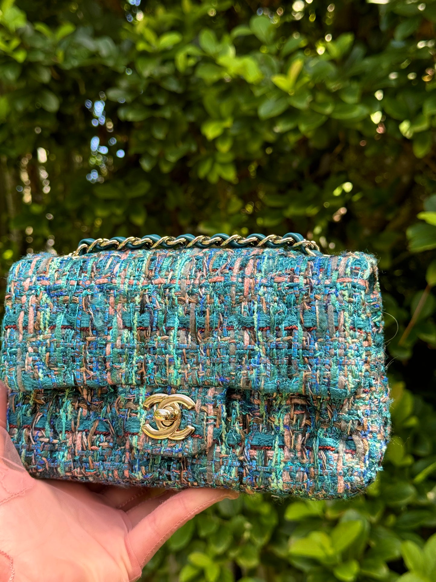 Chanel 19A Blue Egypt Tweed Mini Flap