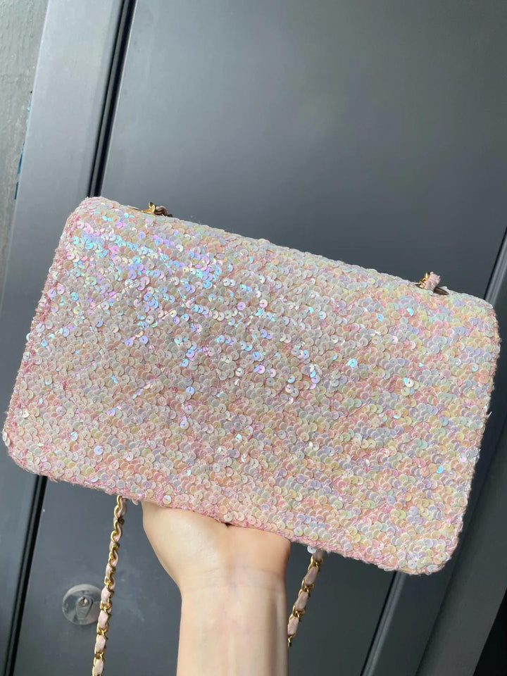 Chanel 1992 Medium Pink Sequin Flap Bag