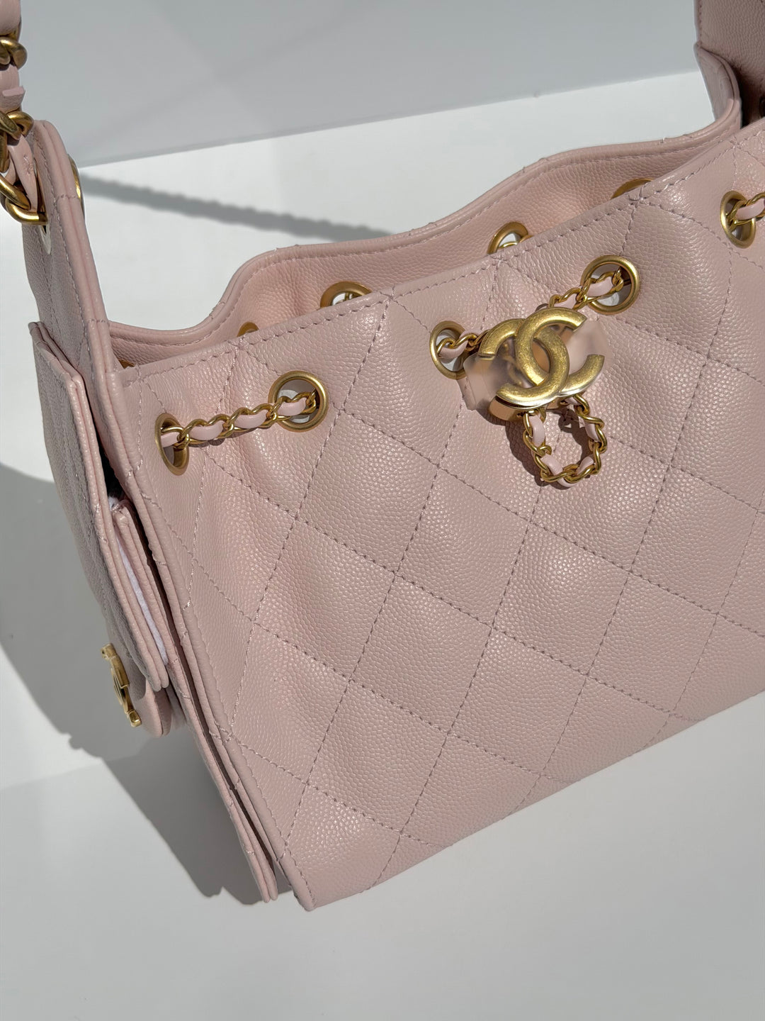 Chanel Mini 25 Hobo Bag Caviar Leather Mauve Pink Antique Gold Hardware 2026