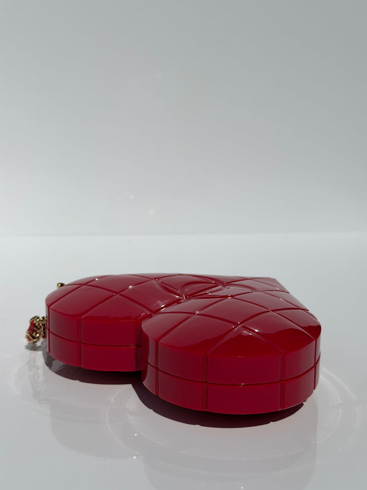 Chanel Heart Minaudiere Lucite Red Gold Hardware 2002