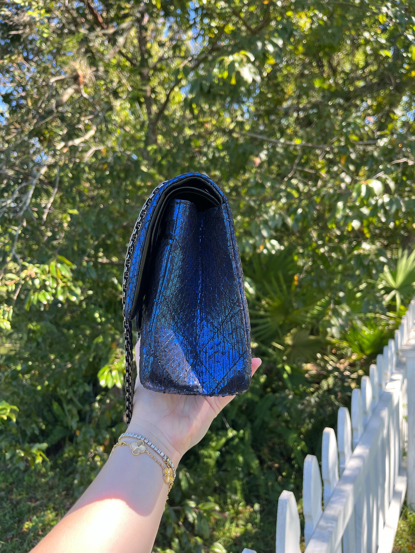 Chanel Blue Python Medium Reissue Double Flap Bag