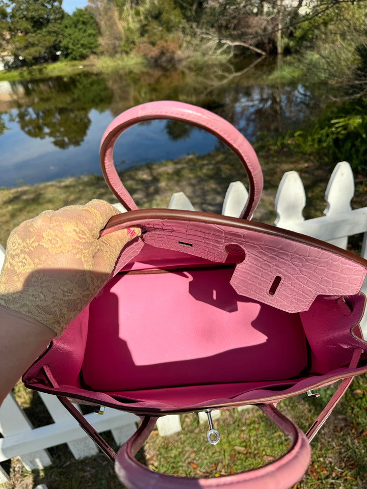 Hermes Bubblegum Matte Croc Birkin 35 PHW
