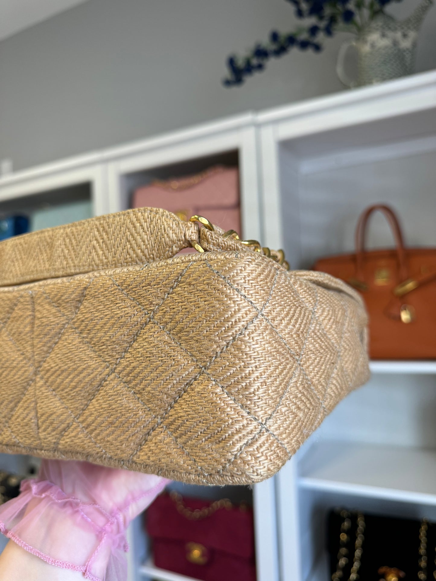 Chanel 24K Vintage Raffia Large Flap