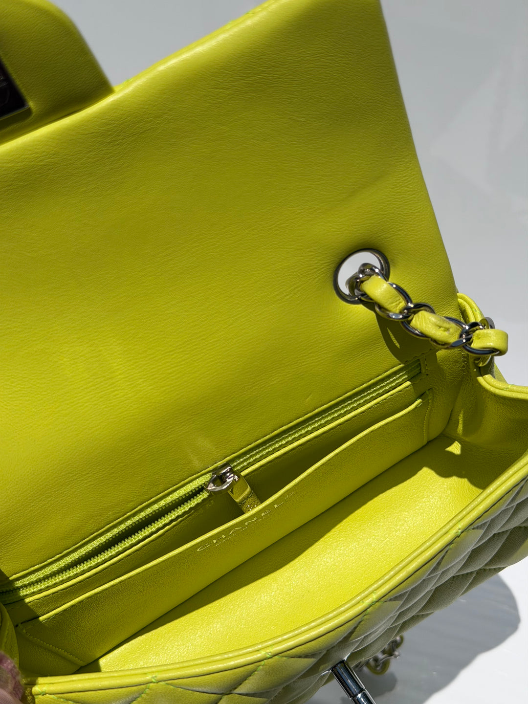 Chanel 21S Mini Classic Flap Lambskin Yellow Silver Hardware