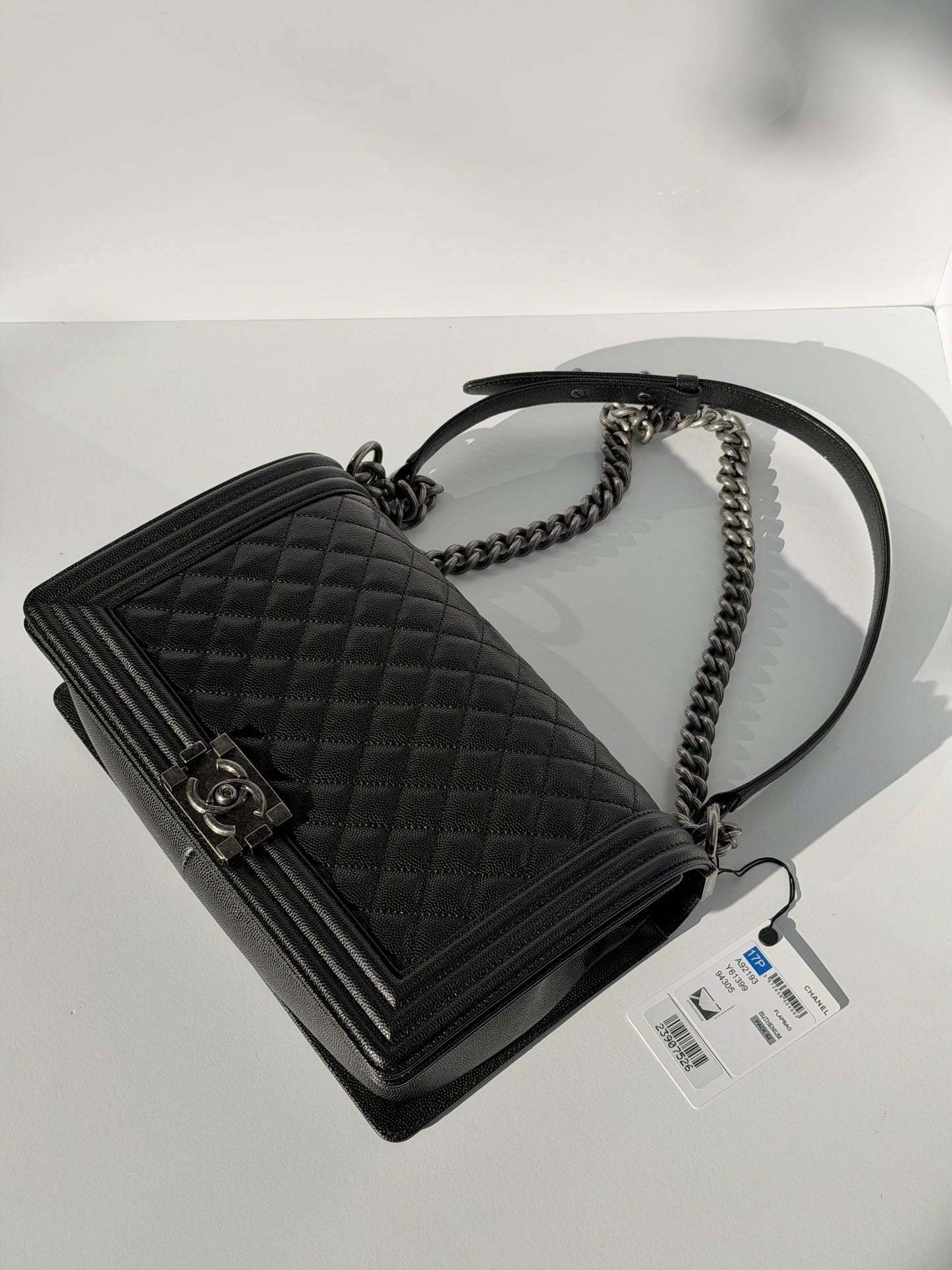 Chanel 17P Black Caviar New Medium Boy Bag