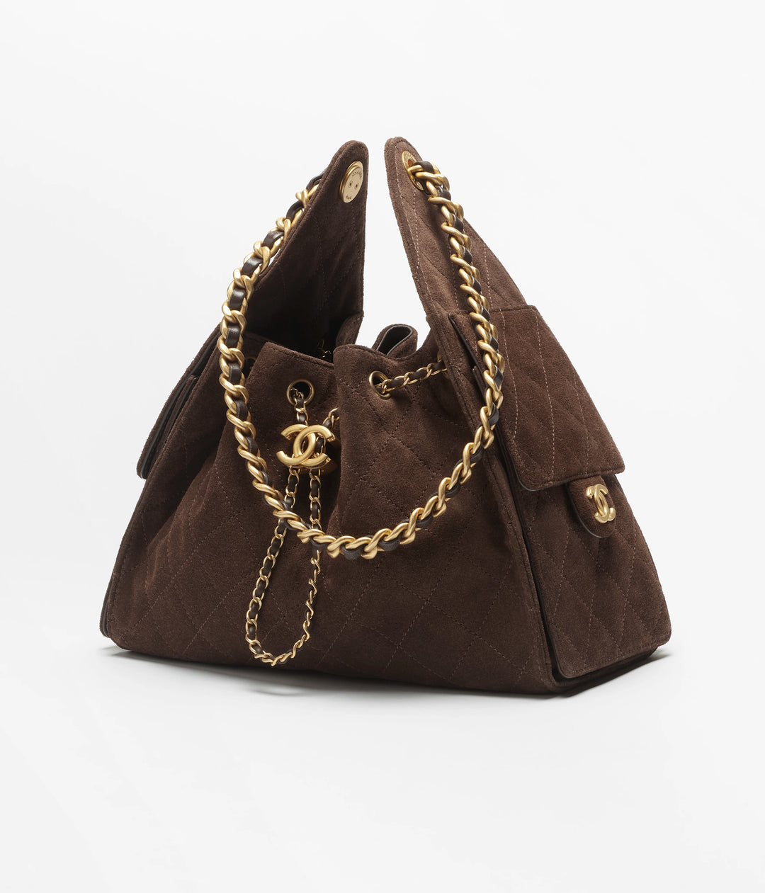Chanel 25 Brown Suede Small Hobo Bag