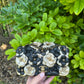 Chanel Metallic Gold And Black Lambskin Camellia Rose Appliqué Mini Rectangle Flap