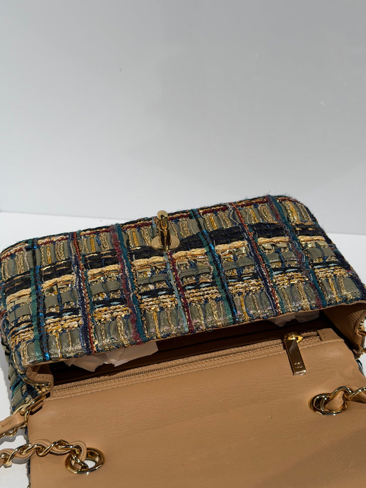 Chanel 19A Egyptian Mini Rectangular Flap Multicolor Tweed with Gold Hardware 2019