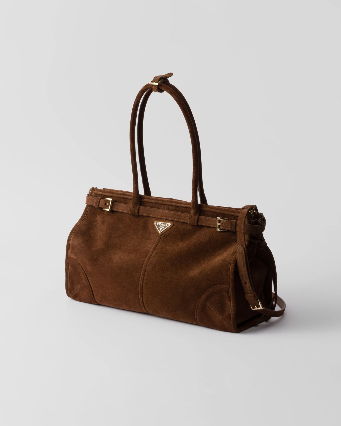 Prada Bonnie Large Brown Suede Handbag