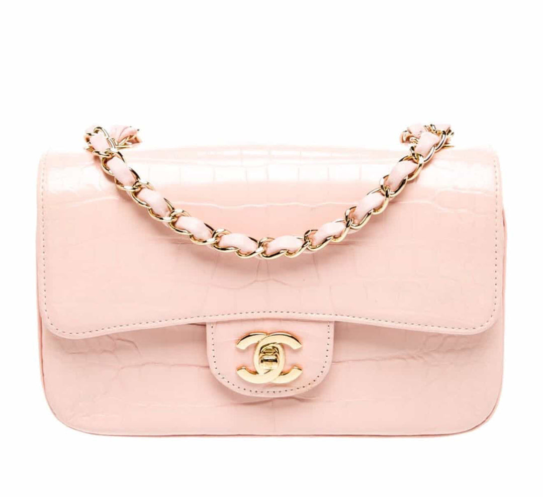 Chanel Mini Classic Flap Alligator Light Pink Light Gold Hardware 2017